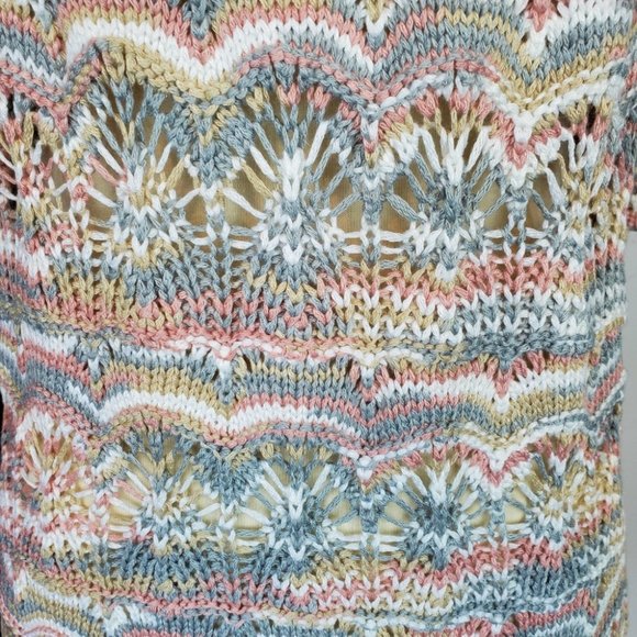 Westport Beautiful Gray Pink Tan White Crochet Tunic Sweater, NWT, XS - Picture 3 of 8